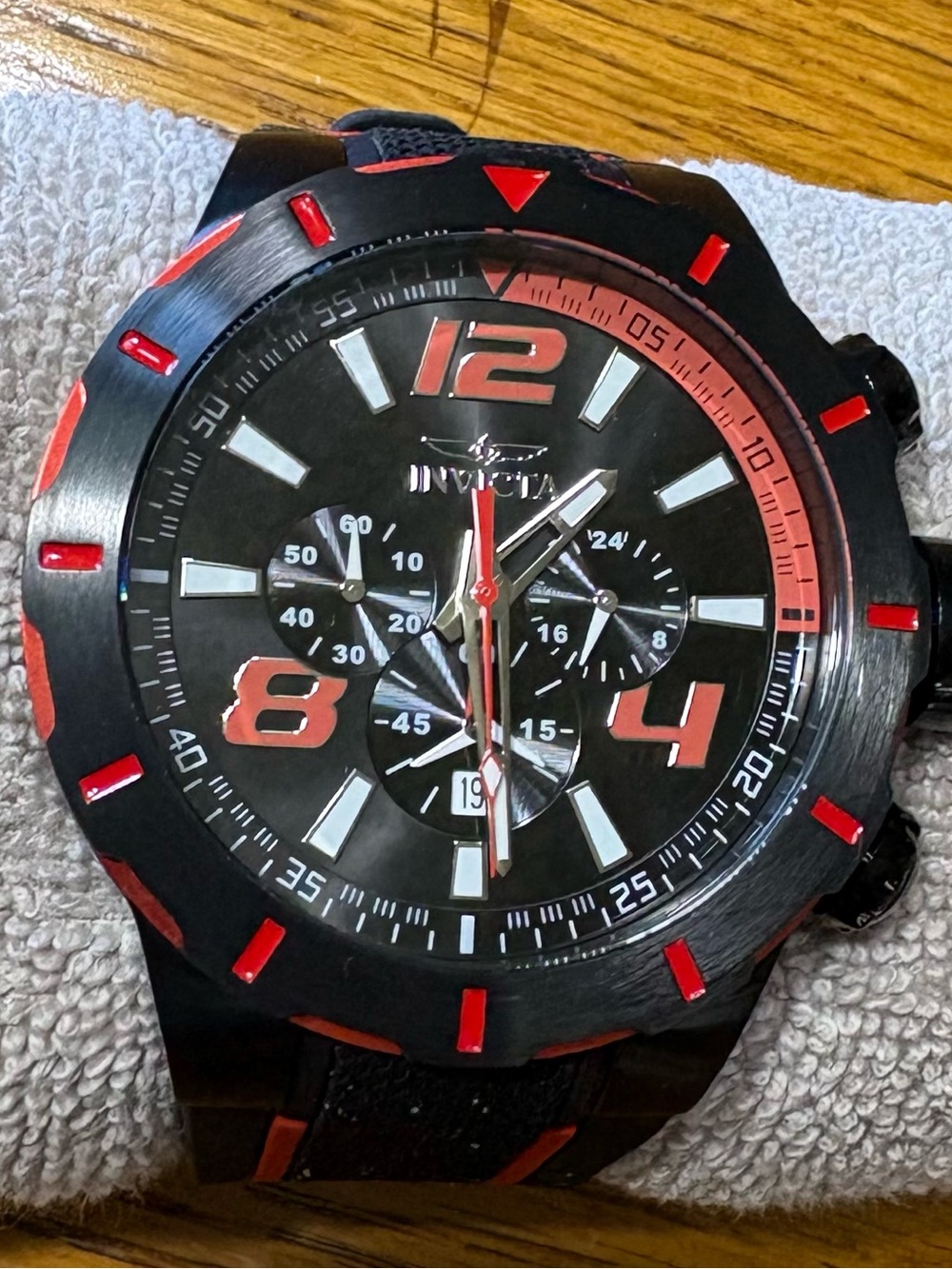 Men’s Invicta Black and Red Chronograph Swim Watch